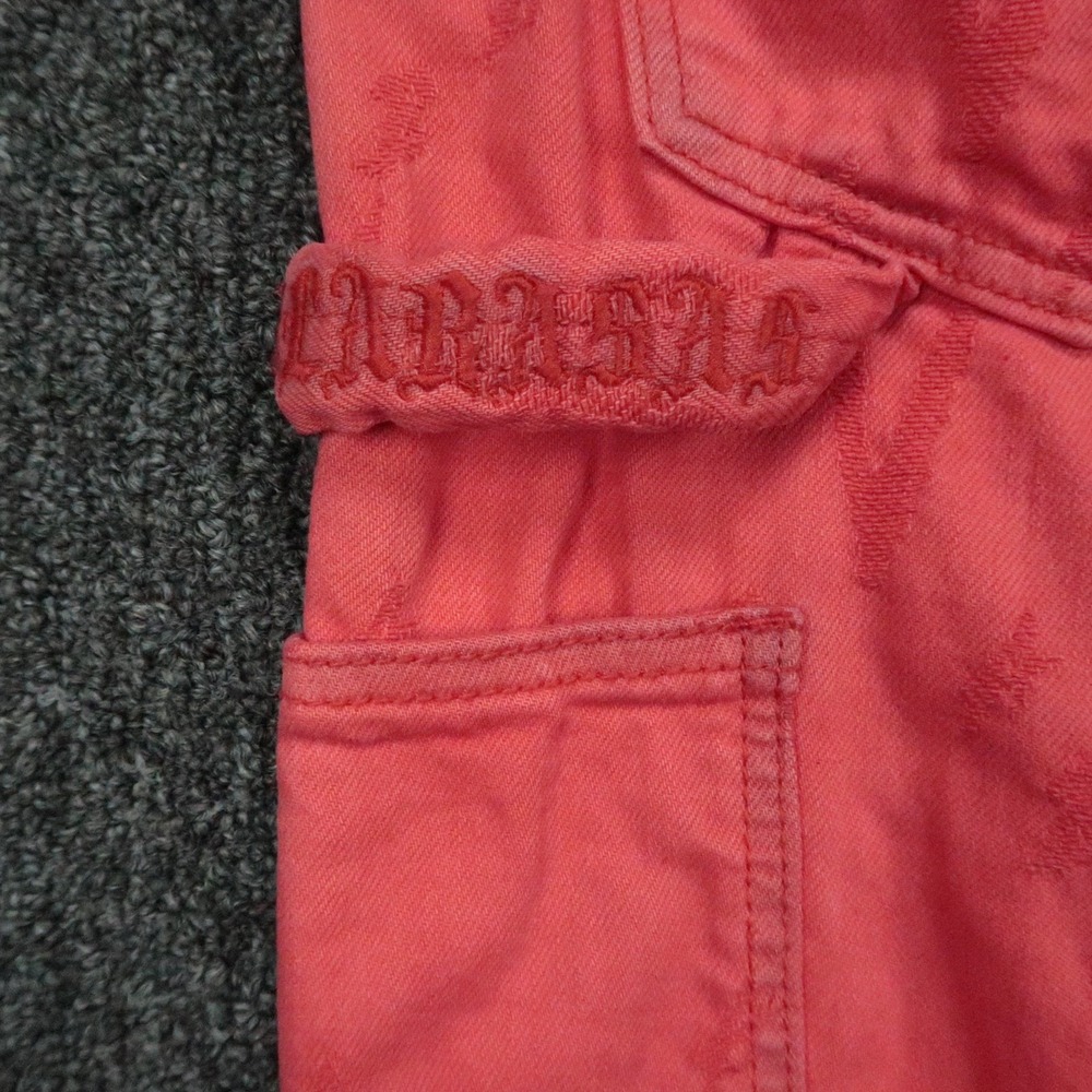 Valabasas Jeans Mens 38x36 Red‎ Pink Raw Frayed Hem Carpenter Wide Leg - Picture 7 of 14